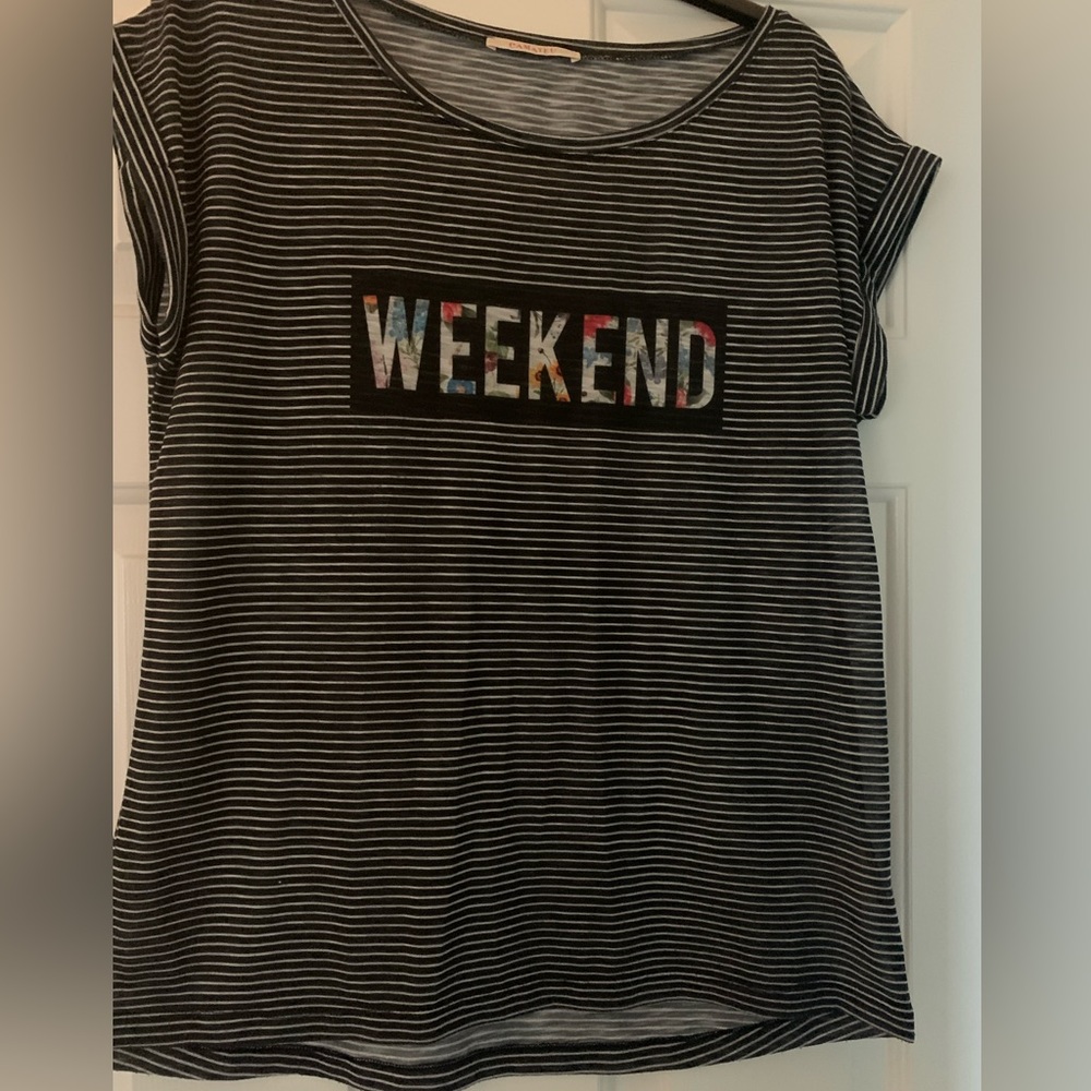 Cute “Weekend” Shirt by Camateu, Paris. Size Large